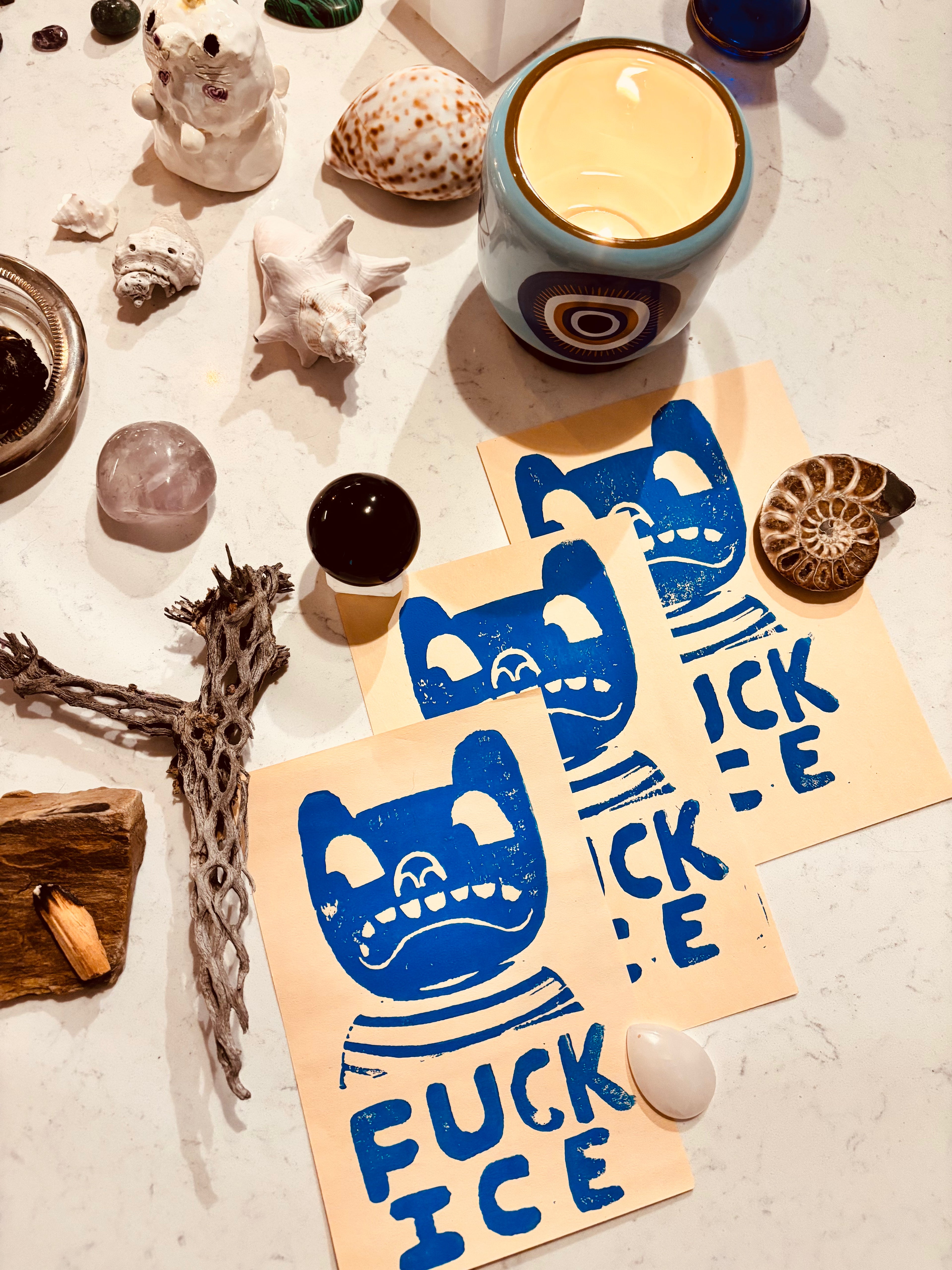 "Fuck ICE" Original Block Print