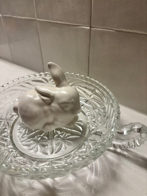 1950s Anchor Hocking Vintage Clear Glass Candy Dish