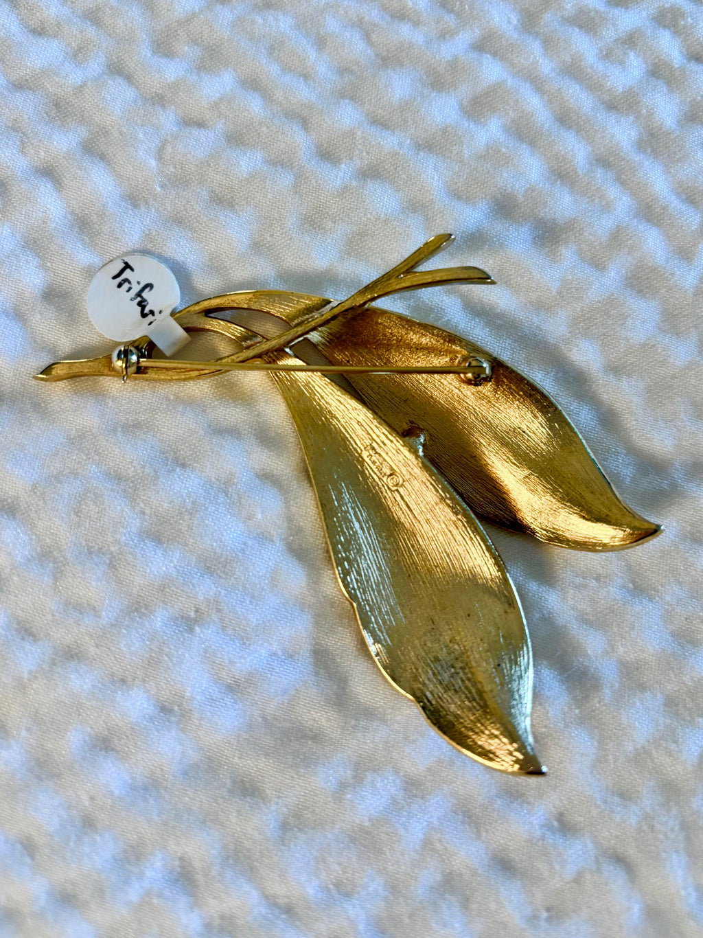 Gold Tone Vintage Trifari Leaf Brooch