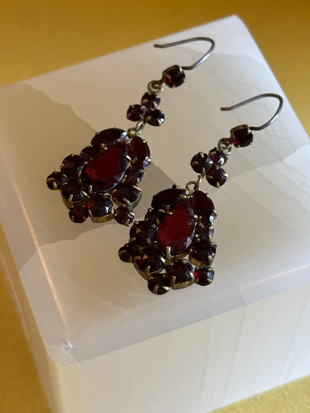 Antique Bohemian Garnet Drop Earrings
