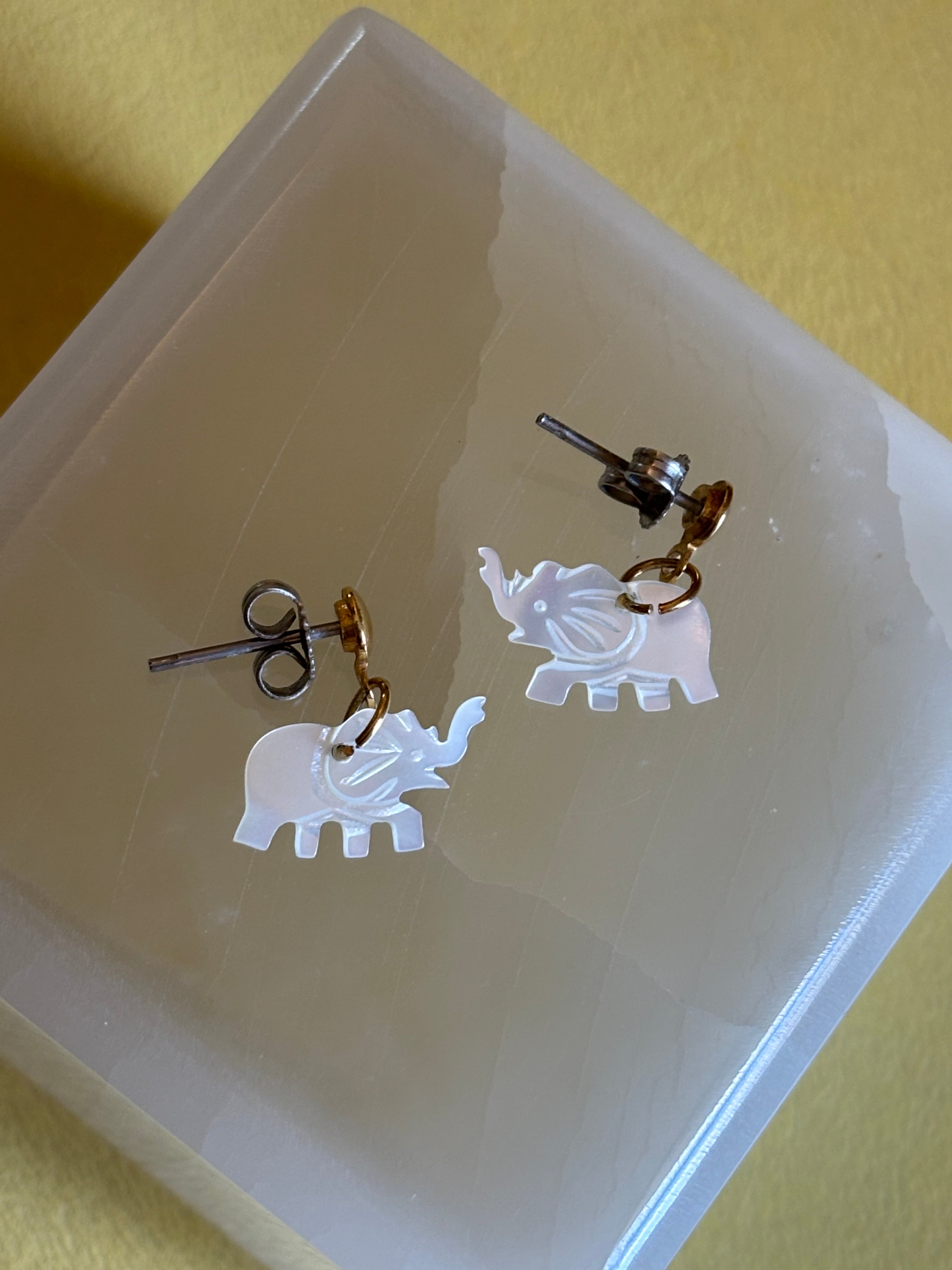 Mother of Pearl Elephant Studs