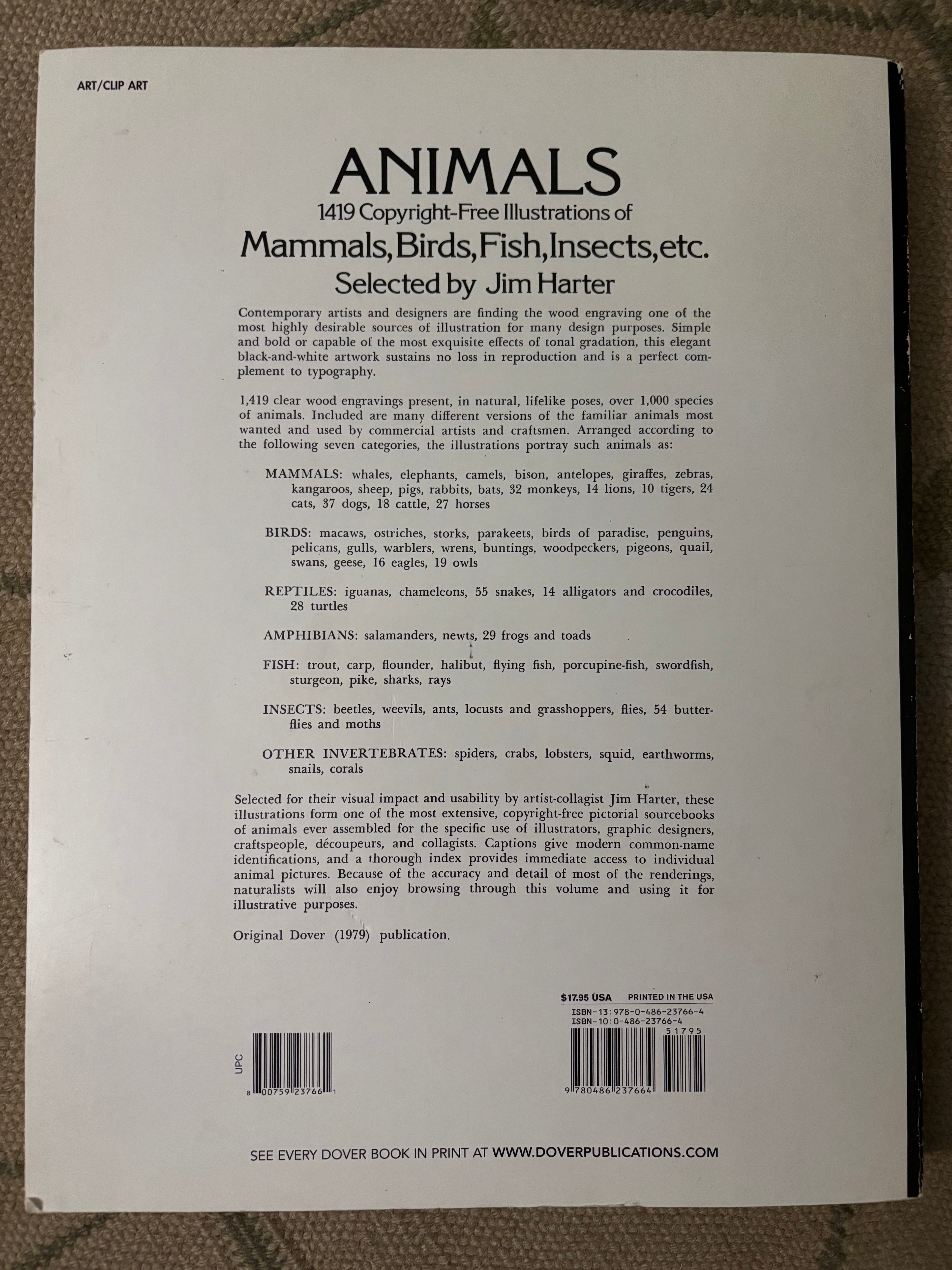 Animals: A Pictorial Archive from 19th Century Sources, by Jim Harter, 1979