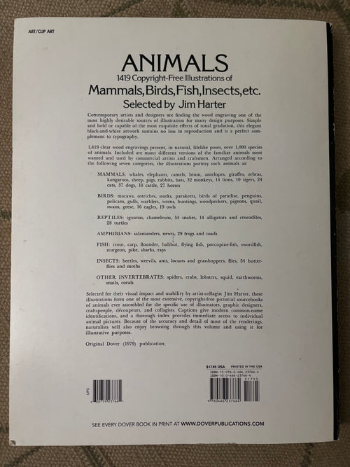 Animals: A Pictorial Archive from 19th Century Sources, by Jim Harter, 1979