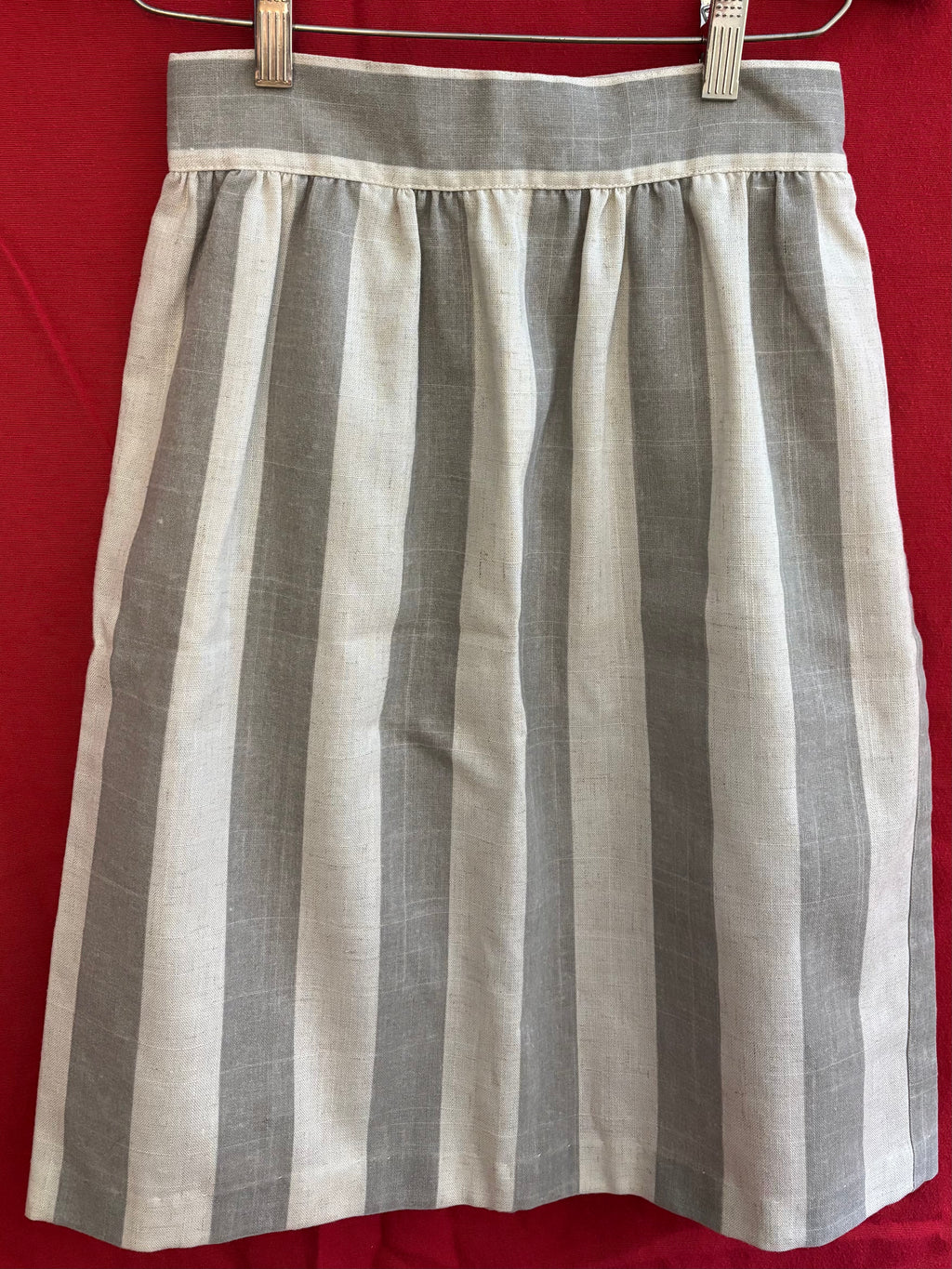 Vintage High-waist Pale Pink and Grey Striped Pencil Skirt