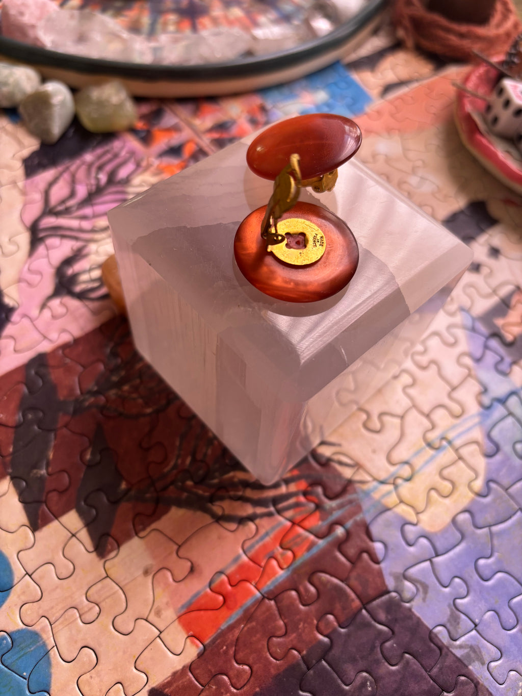 Vintage Pierre D'Albe Amber Bakelite Clip-on Earrings