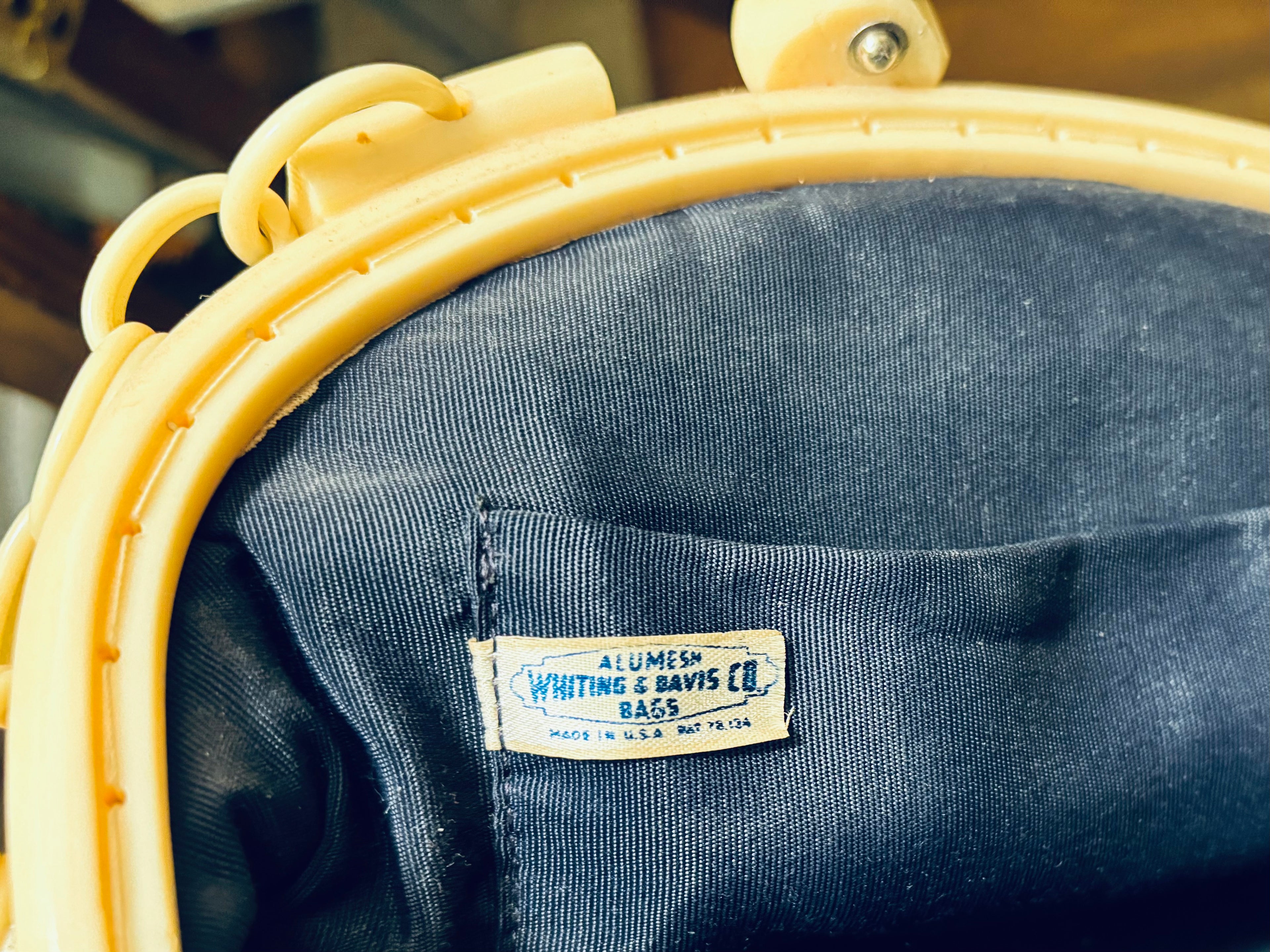 1930's Whiting & Davis Ivory and White Alumesh Handbag