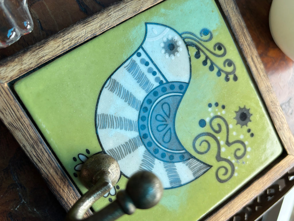 Rustic Bird Ceramic Wall Hanging and Hook